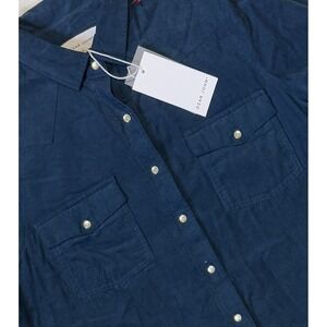 DEAR JOHN Star Corduroy Long Sleeve Deep Teal Shirt - Size Small - NWT NEW $89